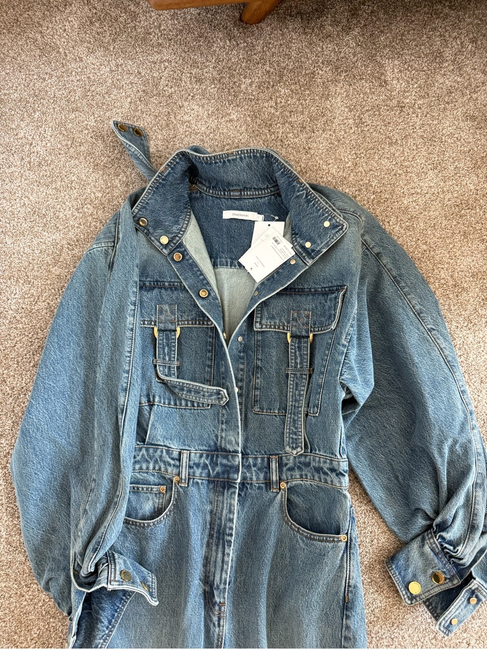 Zimmermann Size 1 Blue Denim Bootcut Jumpsuit - Picture 4 of 6